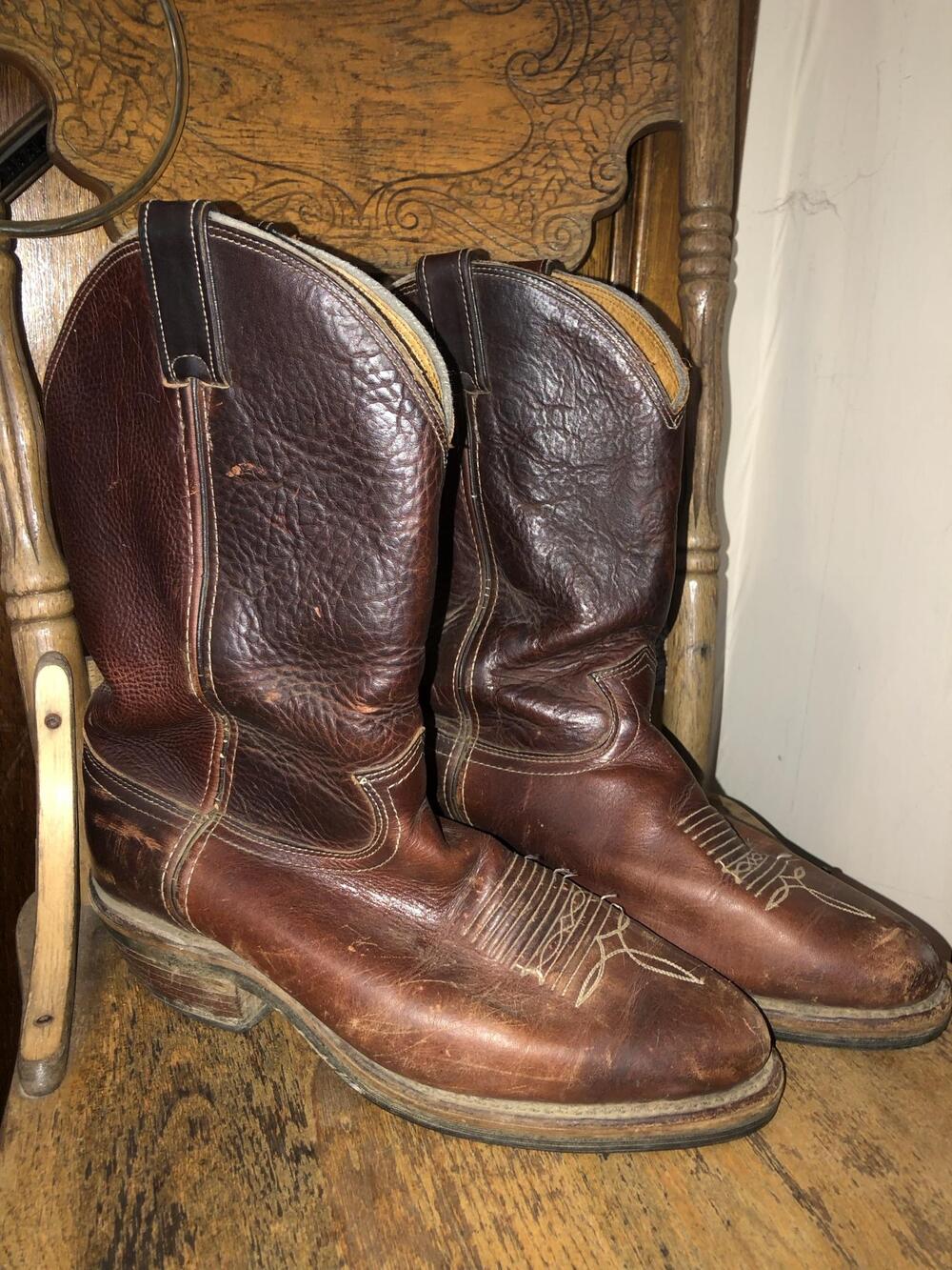 Vintage Chippewa Boots Mens Size 11 Brown Leather Western Work Vibram 20012